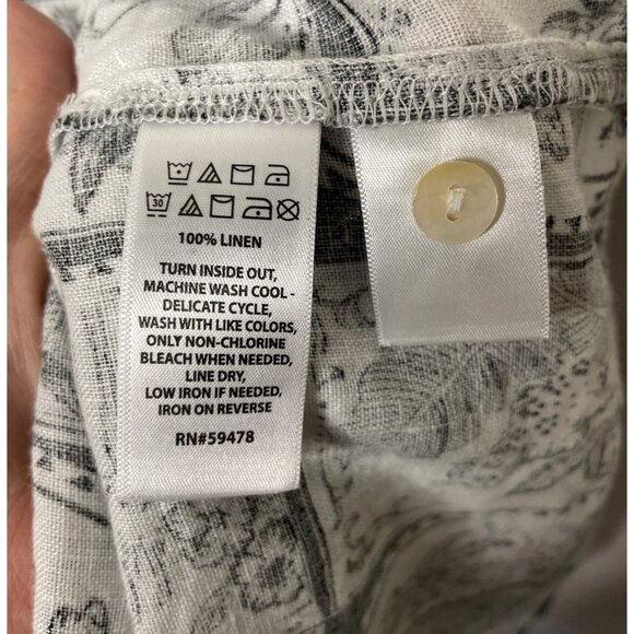C&C California New Black & White Tropical Print Linen Button-Up Shirt Women’s 2X - Picture 4 of 9